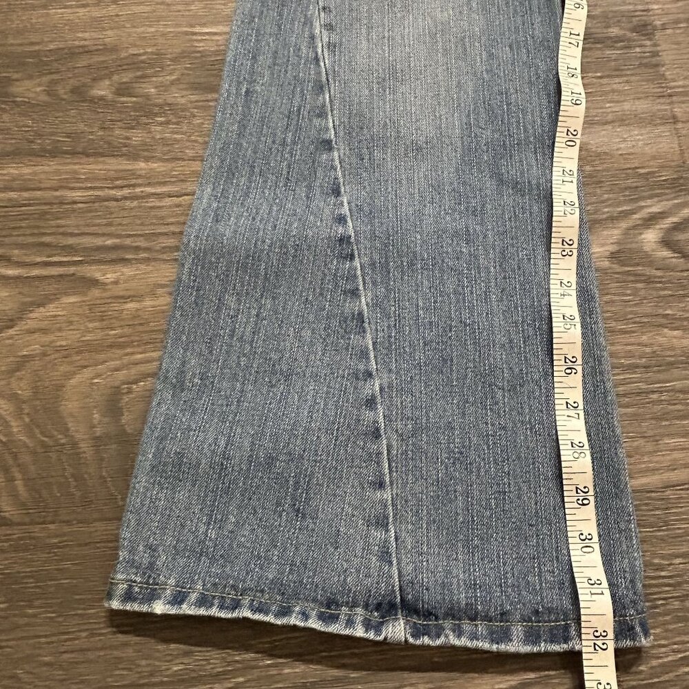 Be Good Size Large Patchwork Embroidered Denim Distressed Flare Jeans Y2K 00s - Picture 8 of 13